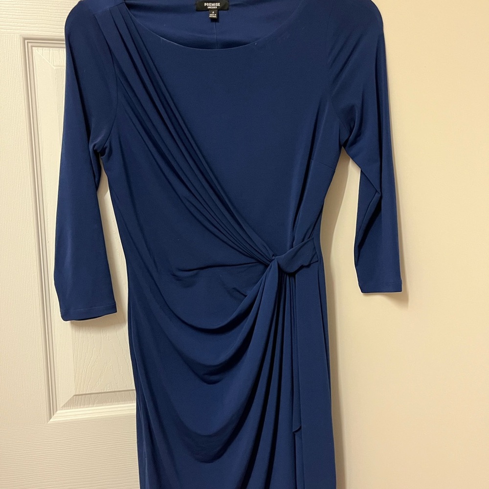 Premise Asymmetrical Navy Dress